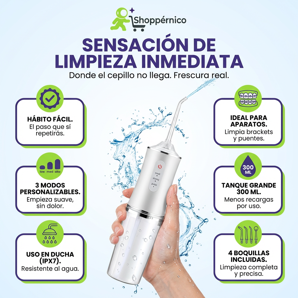 AquaFloss — Ni hilo ni cepillo. Simplemente superior.