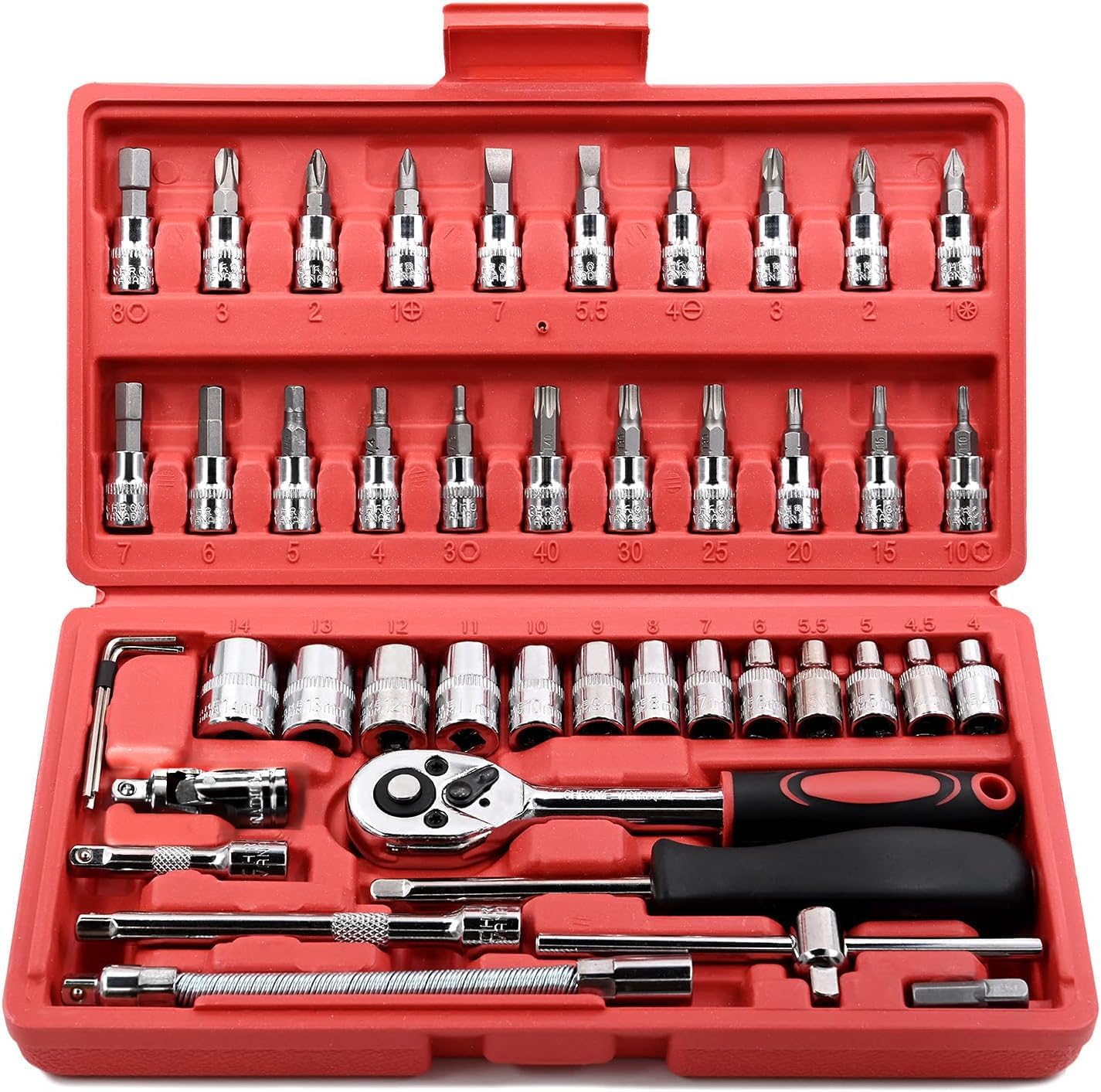 Set de herramientas de 46 piezas (estuche rojo)