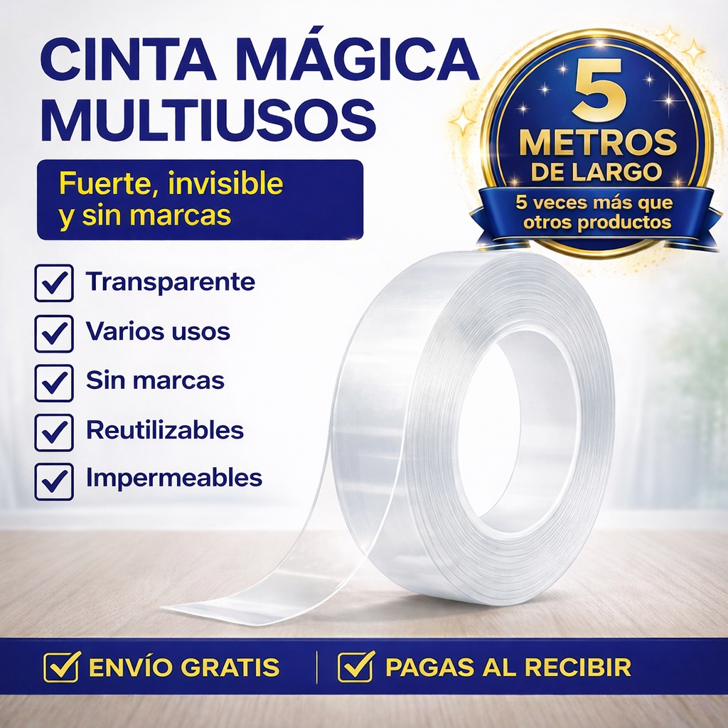 Cinta Mágica® Doble Cara 5mts | Sin clavos. Sin huecos. Sin complicaciones
