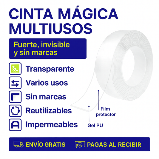 Cinta Mágica® Doble Cara 5mts | Sin clavos. Sin huecos. Sin complicaciones