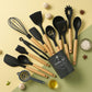 SET DE UTENCILIOS DE COCINA DE SILICONA Y MADERA