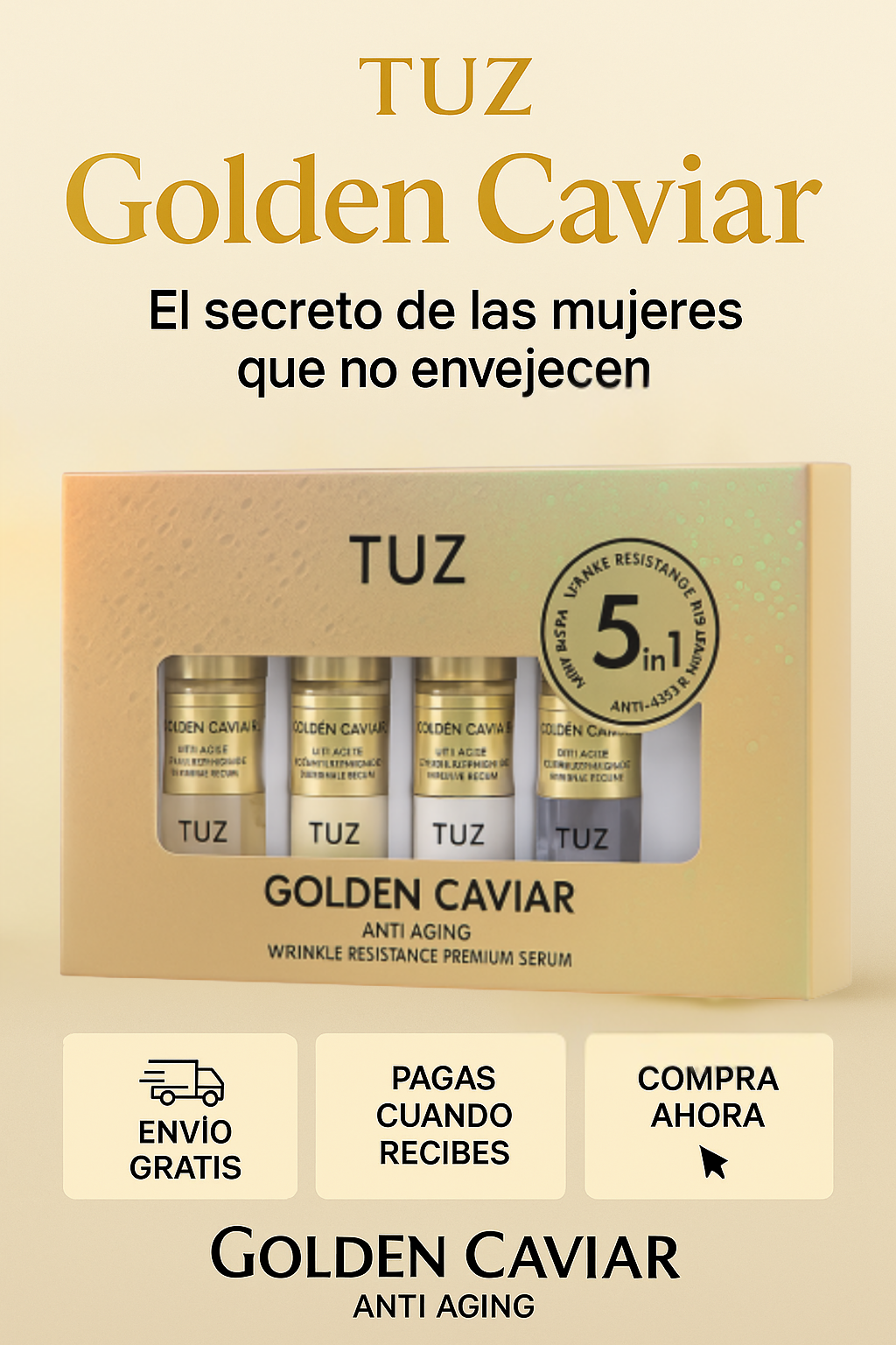 TUZ™ | Golden Caviar Serum Formula 5 en 1 (3 frascos de 10ml)
