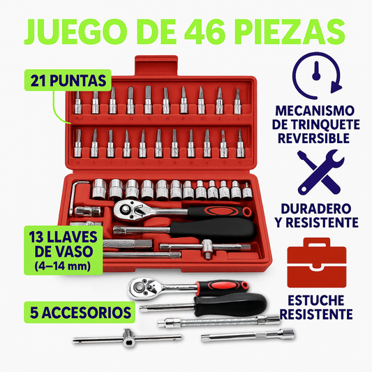 Set de herramientas de 46 piezas (estuche rojo)